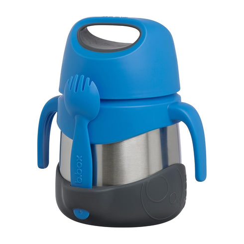 b.box Insulated Food Jar with Spork for Toddlers - Easy Open Container, 11 oz, Blue Slate