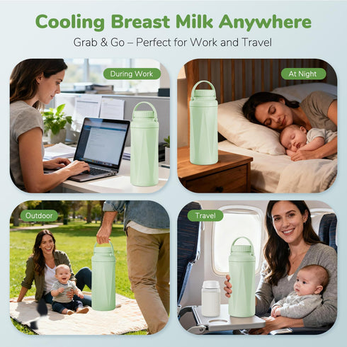 22oz 24+ 2pcs Portable Breast Milk Cooler Bottle-Milk Cooler for Outdoor Travel, Keeps Fresh Cooling