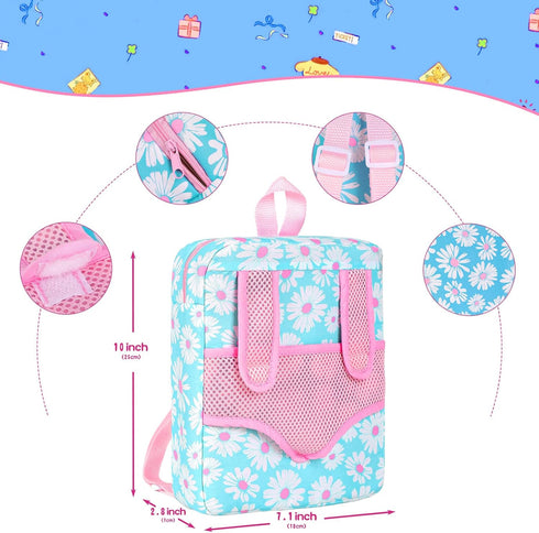 12" Backpack Playset,12 Inch Set 3+ Girls Baby Doll Daisy Theme Carrier Reborn Baby Dolls With Accessories And Clothes