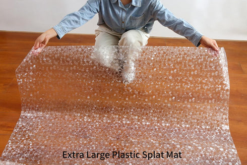 Plastic Splat Mat for Baby, Easy Cleaning Vinyl Floor Mat for Eating Messes, Waterproof High Chair Floor Protector