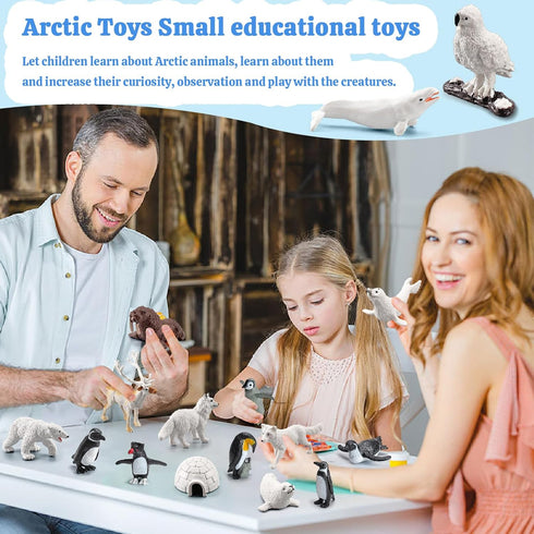 26Pcs Arctic Animal Figures - Polar Animal Toys Figurines with Penguins, Arctic Fox, Wolf, Polar Bear for Kids