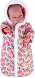 Doll Jumpsuit Sleeping Bag Handmade Doll Clothes Hooded Romper Pink Rose Winter
