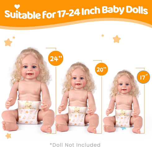 15 Set 17-24 Inch BABESIDE Pcs Reborn Baby Doll Accessories Diapers for Dolls Realistic Baby Doll Underwear with Cute