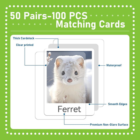 100 gisgfim PCS Memory Matching Game Animal Babies Concentration Memory Card Educational Game for Kids Adults A Fun