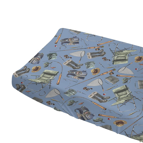 Fishing Changing Pad Cover, Soft Breathable Sheets for Boys, 32"x16" Fishing Lovers Gift