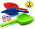 14" Set 3 Pack Matty's Toy Stop Kids Long Handle Sand Scoop Plastic Shovels for Sand & Beach (Red, Blue & Green)