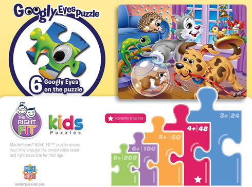Masterpieces Funny Puzzle - Googly Eyes 48 Piece Jigsaw Puzzle for Kids - Pets