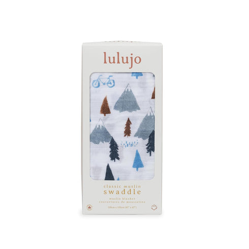 lulujo Baby 100% Cotton Muslin Swaddle Blanket, 47 x 47-Inches, Mountain Top Design