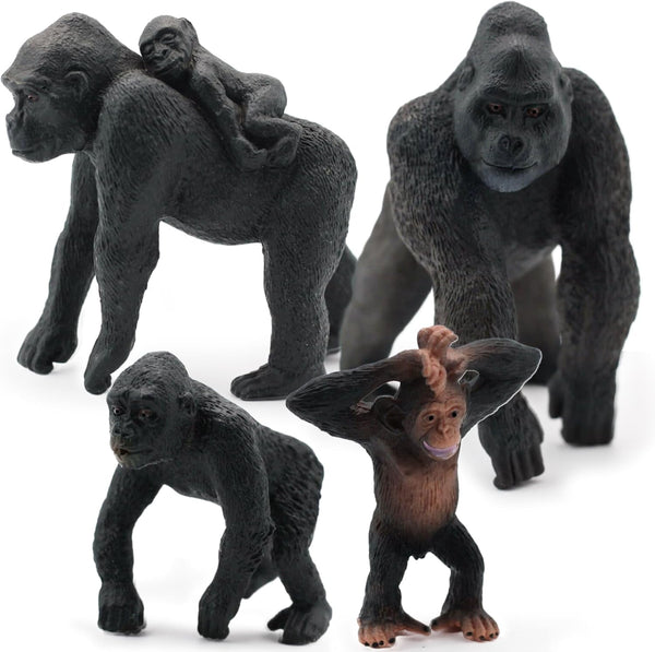 Gemini&Genius King Kong Safari Animal Toys, Gorilla Family Figurines for Kids, Room Decoration, Ages 3+