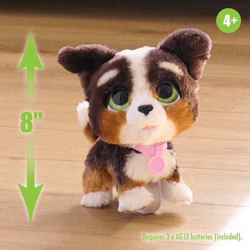 furReal Walk-A-Lots Bernedoodle, 8-inch Interactive Plush Puppy with Sounds, Kids Toy for Ages 4 and Up by Just Play