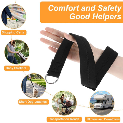 Xinjoduz Non-Slip Stroller Handle Straps for Bags, Universal Adjustable Stroller D Ring Clips and Hooks, Heavy-Duty