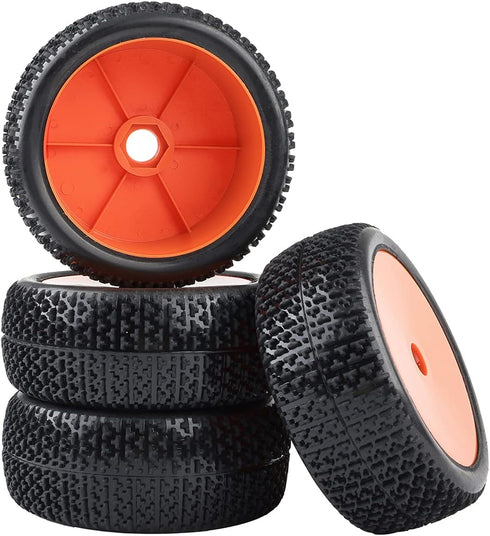 4pcs RC 1/8 Scale Off Road Car Buggy Tires and Wheels, 17mm Hex Tyre for Typhon, Red