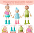 36pcs Set 5 3+ Giant bean Wooden Dollhouse Furniture with Dolls for Rooms, Wood & Plastic Pink Dollhouse Accessories