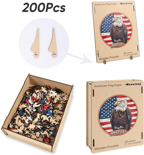 Eagle Wooden Jigsaw Puzzles - 200 Pieces, 11.1 * 11.2 in - Beautiful Wooden Puzzle with Box