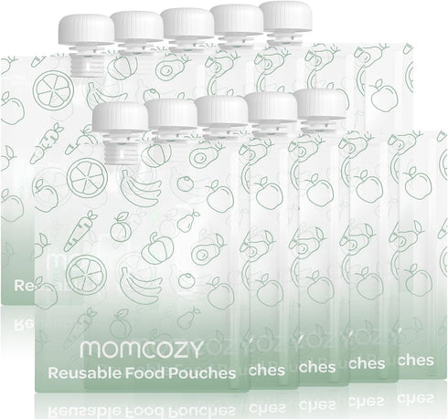 Momcozy Reusable Baby Food Pouches, BPA Free, Freezer Safe, 10 Packs, 7oz for Applesauce, Yogurt & Puree