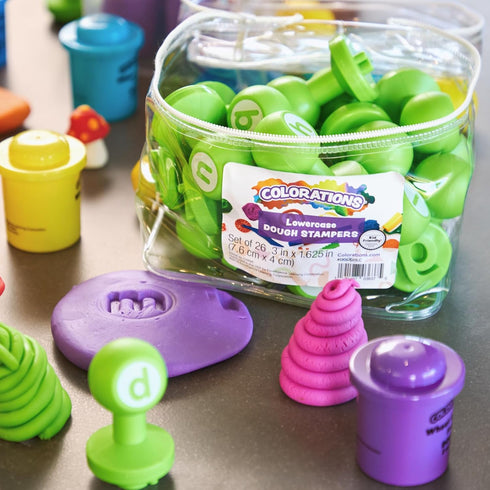 Set, 26 Colorations Alphabet Dough Stampers Lowercase Letters, Letter Stamps for Toddlers & Preschool Kids, Learn ABC