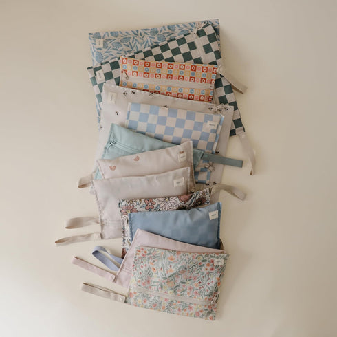 Set 2 mushie Water Resistant Wet Bags | Large & Small Reusable Storage Bag for Baby Items and Travel | Zippered Pockets