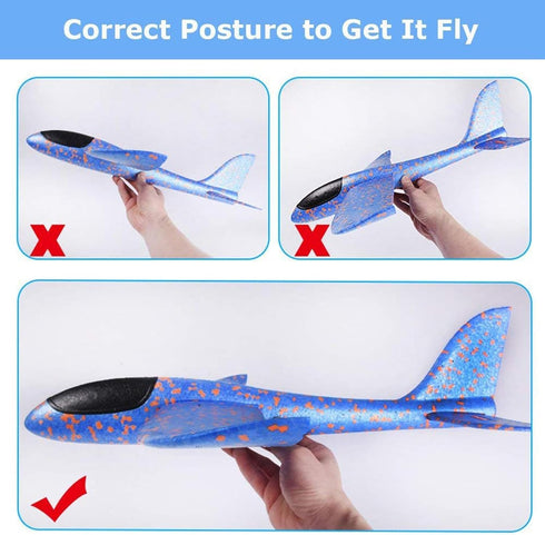 BooTaa 4 Pack Toy Airplanes - 17.5" Large Throwing Foam Planes with 2 Flight Modes, Outdoor Sport Game Toys