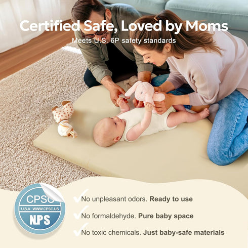 50x50 Baby Mat for Floor, Thick Soft Non-Toxic Vegan Leather Baby Play Mat, Waterproof Foam Play Mat, Padded Play Mat