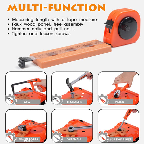 Set Set, 3-8 REXBETI Kids Tool with Box and Electronic Toy Drill, Pretend Play Kids Workbench Construction Kits