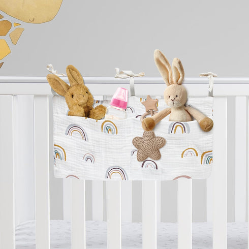 Crib Hanging Storage Organizer Bag, Baby Bedside Cribs Pocket, Cotton Material, Multifunctional Caddy Bags