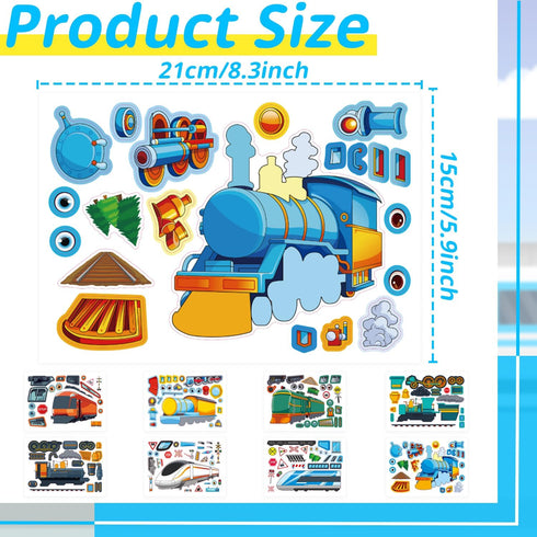 T-Antrix 24 Sheets Make A Train Stickers Make Your Own Stickers for Kids Toddlers with Steam, Freight, Bullet & Trolley