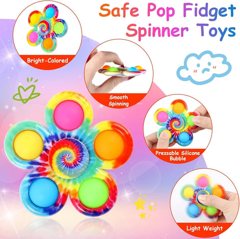 24 Pack 4-8-12, 3-5, Gigilli Party Favors Fidget Spinners for Kids Goodie Bags Easter Basket Stuffers for Kids ADHD Pop