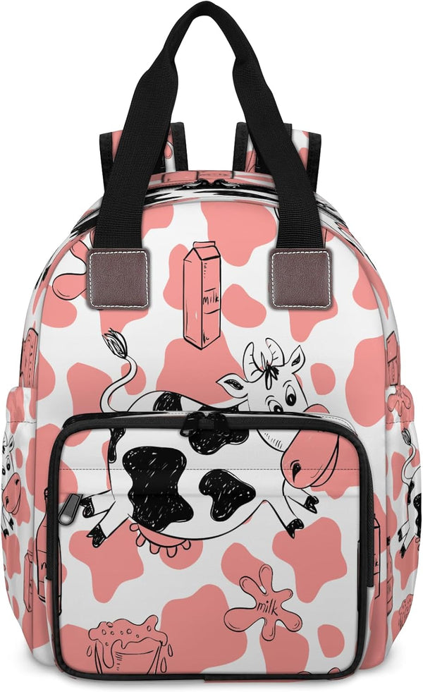 Mularoka Milk Cow Tattoo Diaper Bag Backpack with Insulated Pockets USB Charging Port