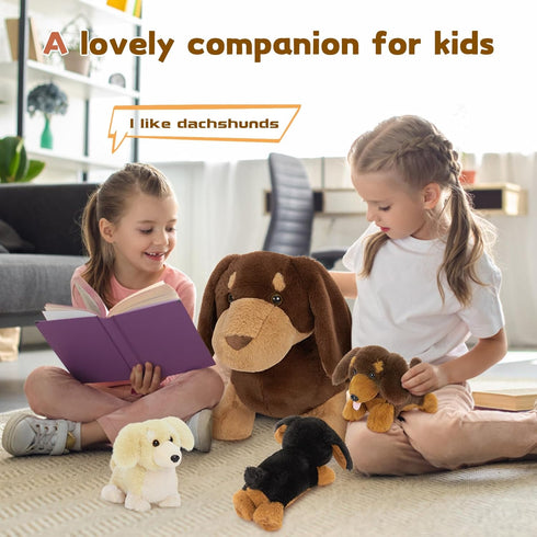 18" 4-Pack Set, Muiteiur Dog Stuffed Animals, Dachshund Stuffed Animal Cute Wiener Dog Gift for Kids, Boys, Girls