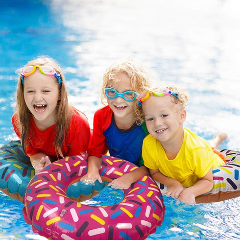 ArtCreativity Set of 2 Colorful 28 Inch Donut Tube Inflates, Durable Water Pool Toys for Kids, Birthday Party Supplies