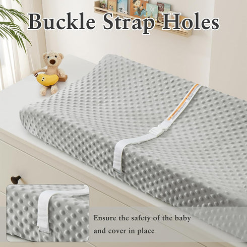 Homiest 2 Pack Changing Pad Cover, White + Light Gray Changing Table Sheets, Ultra Soft Fleece Minky Dot Fabric