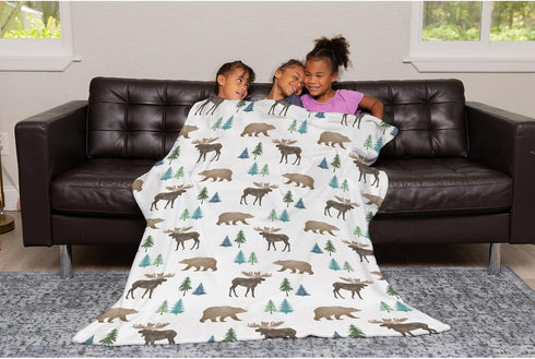 SqtmuHLuo 60x80inch Baby Blanket Boys Girls Moose Bear Deer Baby Nursery Bed Blanket Soft Flannel Swaddles Toddler