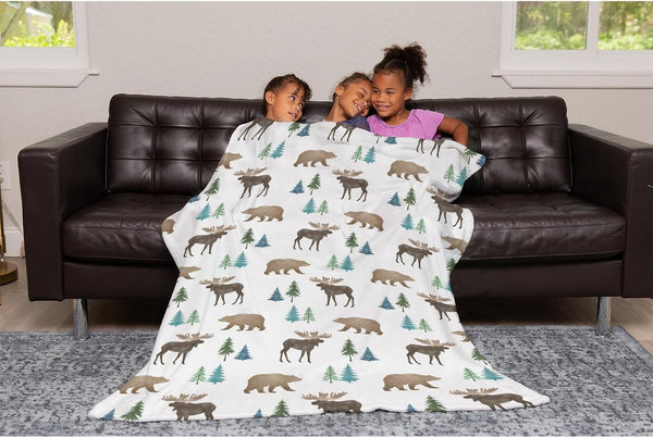 SqtmuHLuo 60x80inch Baby Blanket Boys Girls Moose Bear Deer Baby Nursery Bed Blanket Soft Flannel Swaddles Toddler