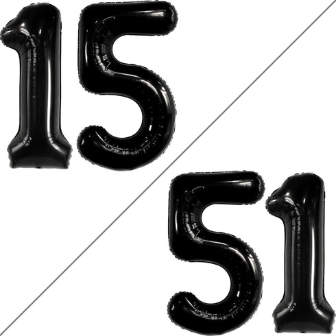 KatchOn Giant Black 15 Balloons Number - 40 Inch Happy 15th Birthday Decorations for Boys, 15 Birthday Balloons