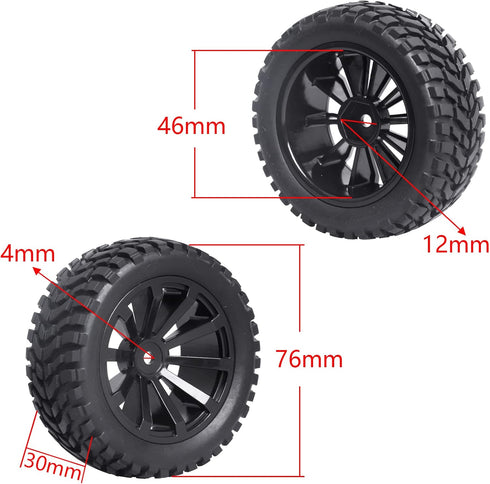 Outer Diameter 2.99inch 1/10 On Road Touring Car Wheels and Tires, 12mm Hex for Traxxas 4Tec 2.0