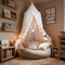 LOAOL Bed Canopy with Pom Pom Cotton Canopy for Kids Crib Baby