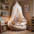 LOAOL Bed Canopy with Pom Pom Cotton Canopy for Kids Crib Baby