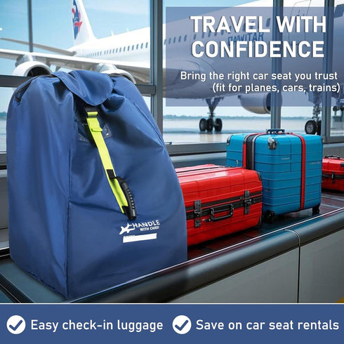 Car Seat Travel Bag for Airplane - Fits Infant Car Seats, Convertible Car Seats, Booster Seats, Car Seat Bases
