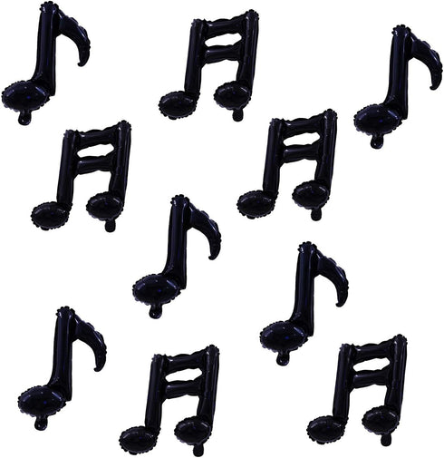10 Pcs Music Note Black Balloons - 17 Inch Happy Birthday Banner for Birthday, Baby Shower, Outdoor & Home Parties