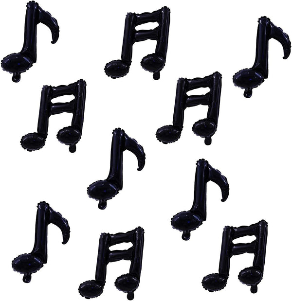 10 Pcs Music Note Black Balloons - 17 Inch Happy Birthday Banner for Birthday, Baby Shower, Outdoor & Home Parties
