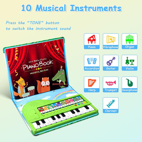 3 4 5 6 Toddler Toys Piano Keyboard with Book - Educational Musical Toys for Kids Ages Year Old Boy and Girl Gifts