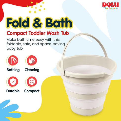 DOLU NUVE 6 DOLU Foldable Baby Bath Bucket, Compact Toddler Wash Tub, Portable and Space Saving Design Ideal for Ages