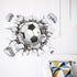17"x16" 3D Soccer Football Cracked Wall Stickers, Removable Vinyl Decals for Kids Room
