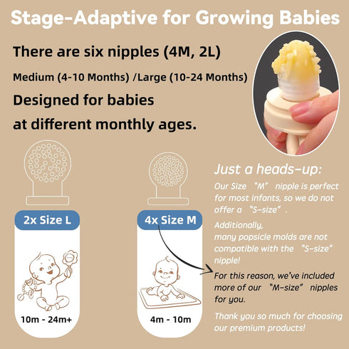 4 Pack Stylish Anti-Drop Baby Fruit Feeder & Breastmilk Popsicle Molds for Teething with Lids, The Perfect Food Feeder