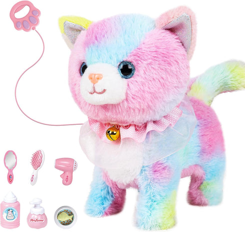 Jimate Interactive Electronic Plush Toy Walking and Barking Robot Cat Plush Cat