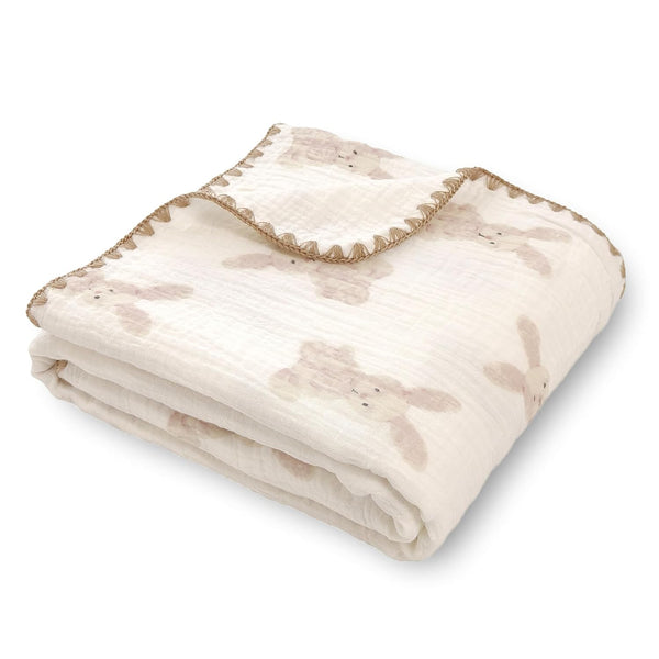 Gunnaicat Double Layered 100% Cotton Muslin Baby Blanket Ultra-Soft 40x40 Inch Swaddling Nursery