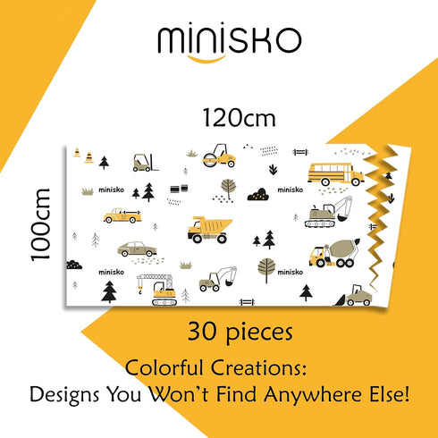 Vehicles | Disposable Splat Mats | Minisko | Under Highchair Splat Mat for Floor | Baby Led Weaning Supplies | Splash