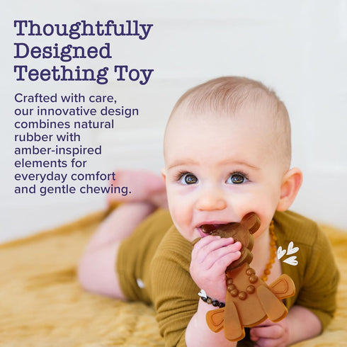 Bambeado LittleBamber Baby Teething Toy - Made with Natural Rubber & Amber Elements - Gentle Support, Easy to Hold