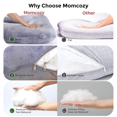 Momcozy 57 Inch Pregnancy Pillows for Sleeping, U Shaped Full Body Maternity Pillow with Removable Cover - Support