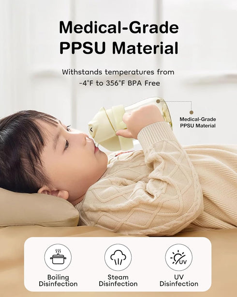6-12 8oz,Yellow Dr.isla PPSU Weighted Straw Training Cup for Months Babies, Spill Proof Transition Sippy Cup for Bottle